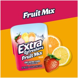 EXTRA Gum Refreshers Fruit Mix Sugar-Free Chewing Gum Bulk, 40 Piece Bottle (Pack of 6)