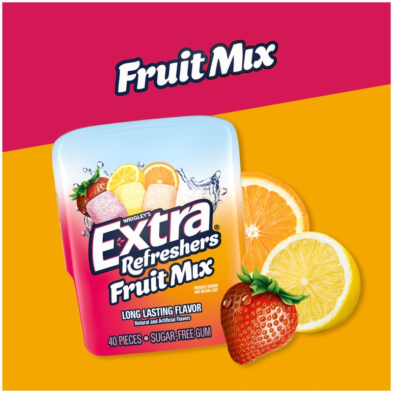 EXTRA Gum Refreshers Fruit Mix Sugar-Free Chewing Gum Bulk, 40
