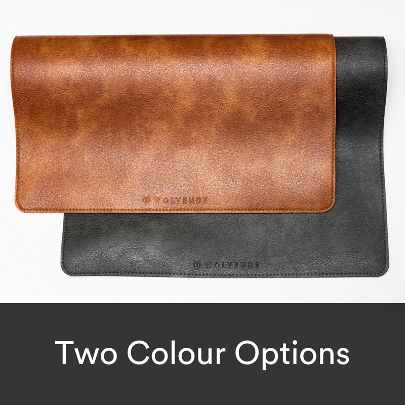 Wolvende Premium Distressed Faux Vegan Leather Desk Mat | Multifunctional