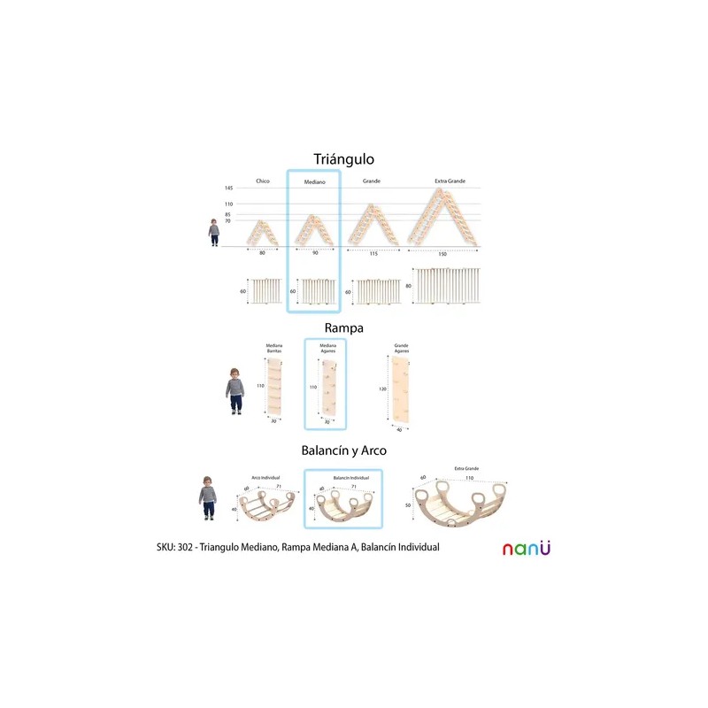 Nanu Triángulo Evolutivo Pikler Mediano Con Rampa Y Balancín Color