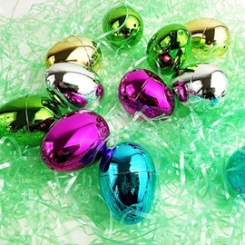 GiftExpress 50 Pcs Metallic Colors Plastic Easter Eggs - Bright Colorful Hinged Eggs For Easter Egg Hunt, Easter Basket Stuffer Party Toys, Surprising Egg, Classroom Prize - Plastic Egg Bulk 2.3"