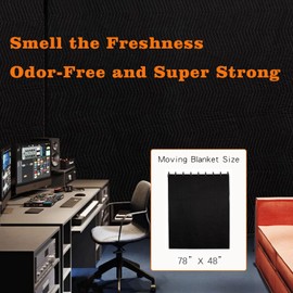 Soundproof Blanket for Door 48" x 78", 4 PCS Heavy Duty Sound Dampening Curtains, Noise Cancelling Studio Acoustic Blanket, Light Blocker, Moving with Grommets for Home, Basements, Furniture, Window
