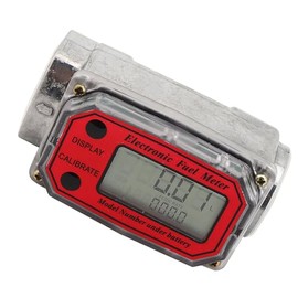 Medidor de Flujo de Combustible Turbina Diésel Gasolina Queroseno con Visualización LCD Digital Entrada y Salida NPT Rojo