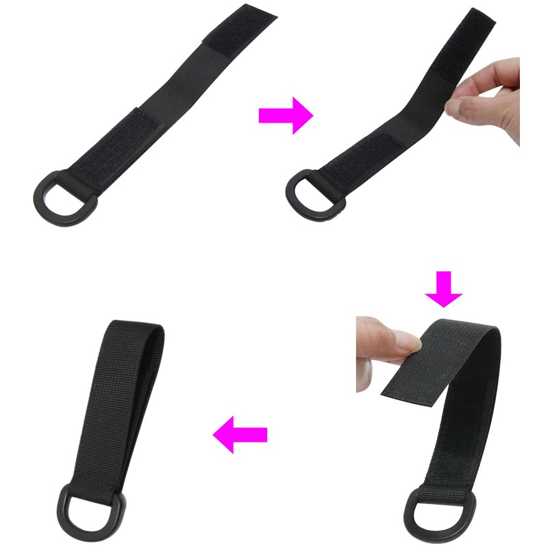 Velcro Webbing Clip Molle System Hook Hanging Strap Holder (BLACK