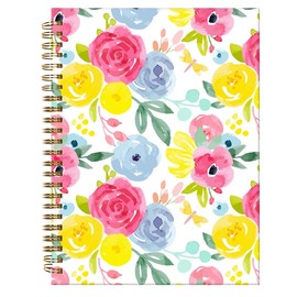 ZHIZHEND Spiral Journal Notebook,A5 Hardcover Lined Journals for Women Girl 6 x 8.3 in,120 Pages Thick Paper,Cute College Ruled Writing Notebook for Gifts Office Work School(Watercolor Rose Floral)
