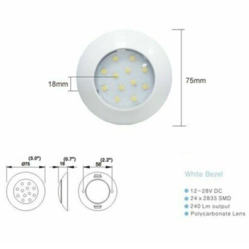 MARVIX LED 12V 24V Spot Light White 75mm Ceiling Lamp
