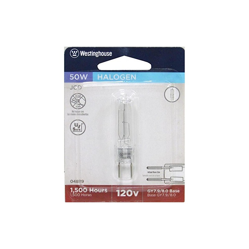 Westinghouse 04889 60-watt T4 Halogen Bulb, Clear, 1 Pack, White