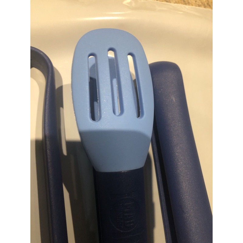 Mad Hungry Silicone 9" Slotted Tongs 3 Pack Blue Heat