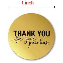 N’icePackaging – 500 Qty – 1 inch - Thank You for Your Purchase - Gold w/Black Text - Stickers – Self-Adhesive – for Decoration/Sales/Branding/Envelopes