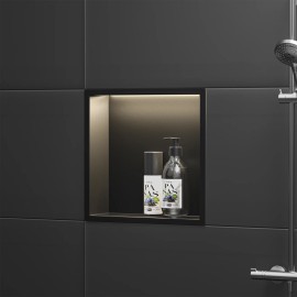 NEODRAIN 12x12 Inch Modern LED Niche Stainless Steel IPX65 Waterproof FCC & for UL Certified for Bathroom Use DropshippingColor: Matte Black