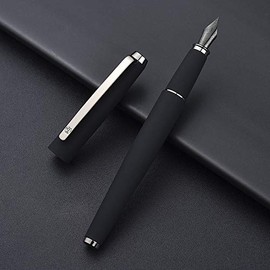 Hong Dian 517D - Pluma estilográfica, color negro mate, Punta fina, Fino