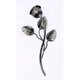 UHRIG Wrought Iron Rose, Decorative Flower Made of Steel, Garden Decoration (Curved 24 cm Long)
