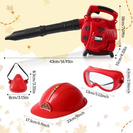 Arrowbash 4 Pcs Toy Leaf Blower Set for Kids with Masks Toy Helmet and Earmuffs Gardening Tool Gardening Equipment Battery Pretend Set for Boys and Girls