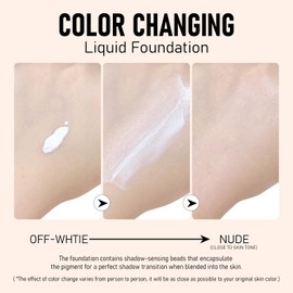 KYDA Color Changing Foundation SPF 50 PA+++, Full Coverage Foundation BB Cream, Moisturizing Flawless Liquid Concealer Foundation, Skin-improving Foundation for All Skin, 1.01 fl oz