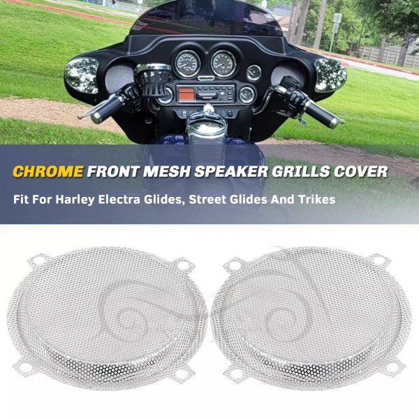 Unbranded Front Mesh Speaker Grill Cover Trim For Harley Electra