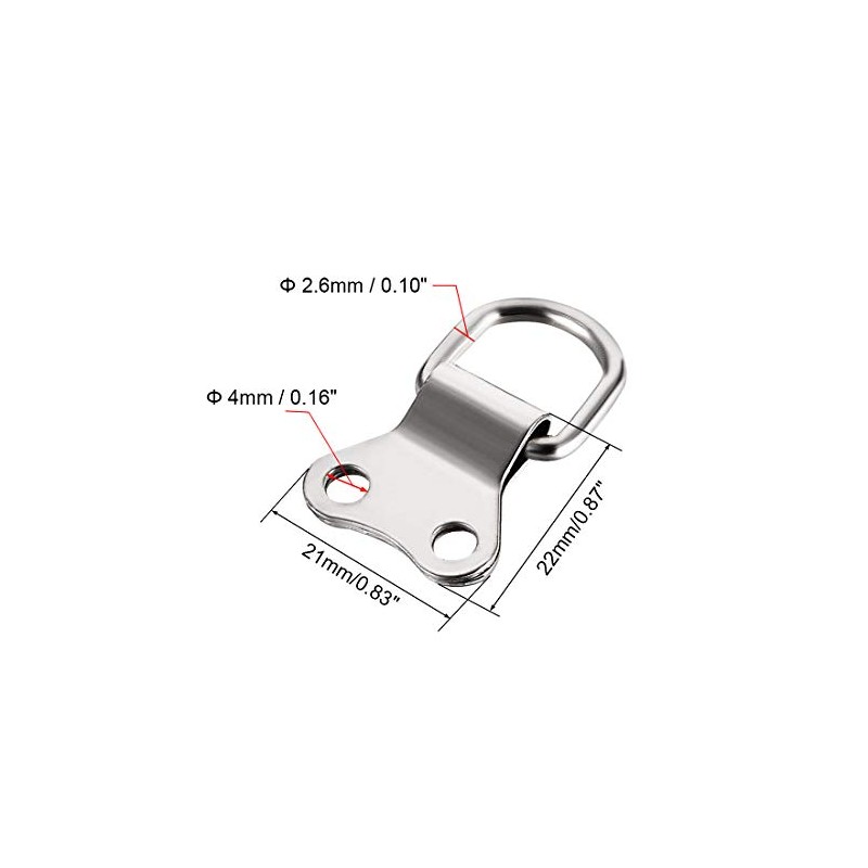 uxcell D Ring Picture Hangers, 36mm x 22mm Silver Tone