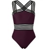 Hilor Women's One Piece Swimwear Front Crossover Swimsuits Hollow Bathing