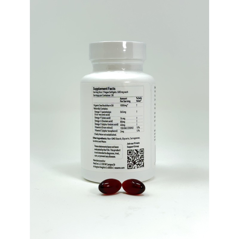 NeuEve Feminine Moisture Support Supplements with Sea Buckthorn Oil, Omega-7