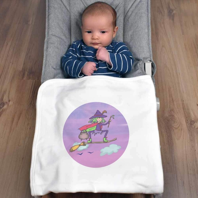 Azeeda 'Witch Riding Broomstick' Cotton Baby Blanket/Shawl (BY00039821)