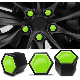 Biomar Labs Set of 20pcs Car Wheel Nut Caps Bolt Cover 19mm Universal with Removal Tool Green LC 38
