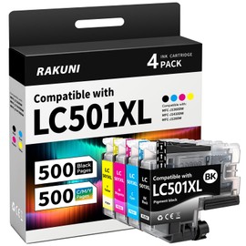 RAKUNI LC501XL Ink Cartridges Replacement for Brother LC501 LC501XL, 4-Pack