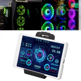 3.5in Computer Temp Monitor,PC Temperature Displayfor Computer Case Secondary Screen Data Monitor, IPS USB Full View Display Small Screen (White)