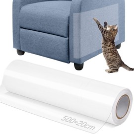 Protector de Sillones para Gatos, 20cm × 5m Protector de Puertas para Perro, Rascadores para Gato, Transparente, Recortable, Fuerte Adhesión, para Sofás, Puertas y Paredes