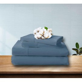 SLEEP-NEST Luxury California King Sheet Sets 4 Piece Comfy Breathable 600 TC 100% Egyptian Long Staple Cotton Sheets 72" x 84" Size Deep Pockets Fits Mattress Upto 16" Easy-Fit, Medium Blue