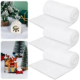 3 Pack Snow Blankets, 3×8 FT Thick Xmas Artificial Fake Snow Cover for Christmas Village Accessories, Christmas Decorations, Fluffy Soft Christmas Blanket for Winter Wonderland Decorations Xmas Tree