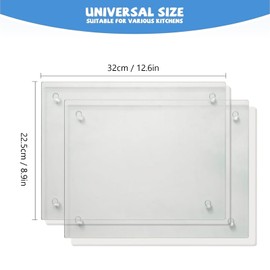 Acrylic Chopping Board, Pack of 2, 31.8 x 22.6 cm, Cutting Boards for Kitchen Counter, Non-Slip Small Transparent Worktop Tray with Elastic Band, Dishwasher Safe