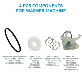 Upgraded WH03X30517 Washer Shift Actuator | WH01X27538 Washer Drive Belt | WH05X24185 Washing Machine Clutch | WH01X24434 Washer Spring for GE Hot-Point Models