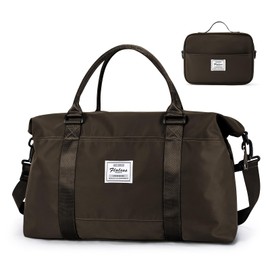 HYC00 Travel Duffel Bag with Toiletry Bag, Sports Tote Gym Bag, Shoulder Weekender Overnight Bag for Women, Dark Khaki