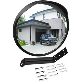 Ovsor Convex Mirror Outdoor for Garage and Traffic Driveway Park Assistant, 12 in Security Mirror with Adjustable Fixing Bracket Indoor and Outdoor