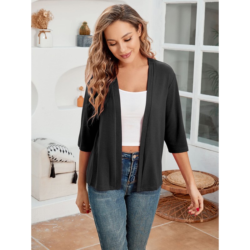 BENANCY Women 3/4 Sleeves Bolero Shrugs Open Front Lightweight Cardigan