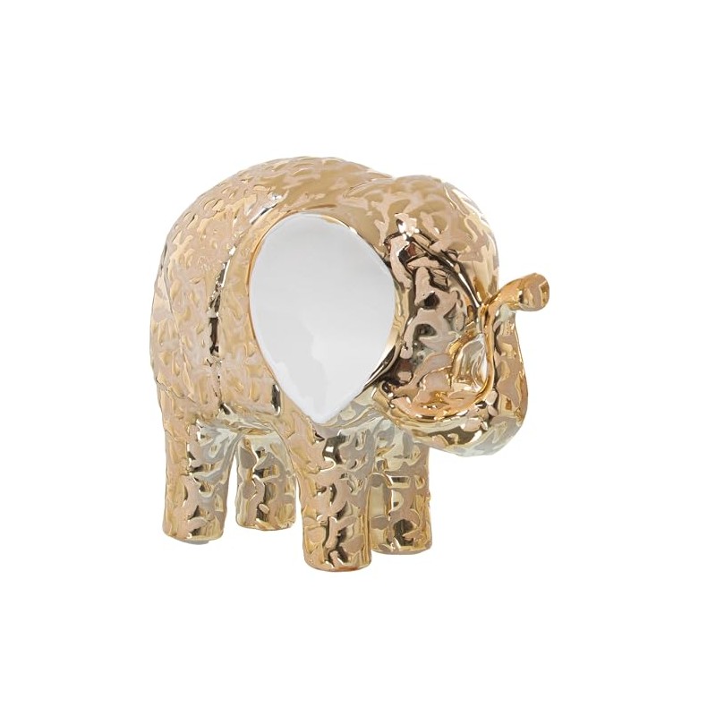 DRW Gold and White Ceramic Elephant Figurine 9 x 21