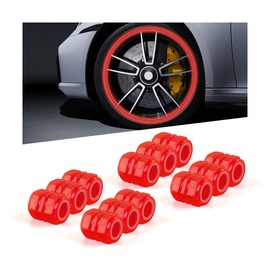 Sandfren 12PCS Car Tire Valve Stem Caps, Luminous Corrosion Resistant Auto Wheel Air Valve Covers, Glow in The Dark Vehicle Exterior Decor Accessories, Universal for SUV Sedan Motorcycle (Red)