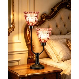 Lightdot Mid Century Modern Table Lamp Red Glass Vintage Lamp Gift Dimmable