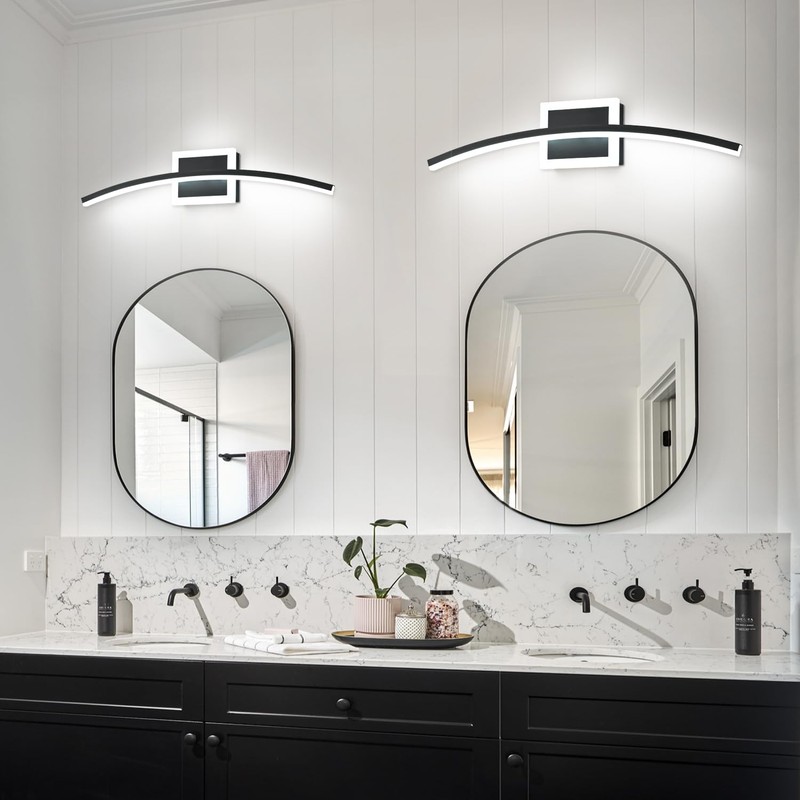 PRESDE Modern Black LED Bathroom Vanity Light 24in Dimmable Bathroom