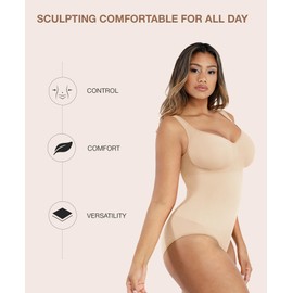 Lover-Beauty Shapewear Bodysuits for Women, Tummy Control Body Suits V Neck Seamless Sculpting Body Shaper