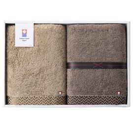 Imabari Towel, Bath Towel, Imabari, Gift Box, Highest Quality, Super Thick, Premium (1 Bath Towel Sand + 1 Mocha), Towel Set, Present, Moving, Greetings, Baby Shower, Wedding Gift, Cotton, Fluffy,