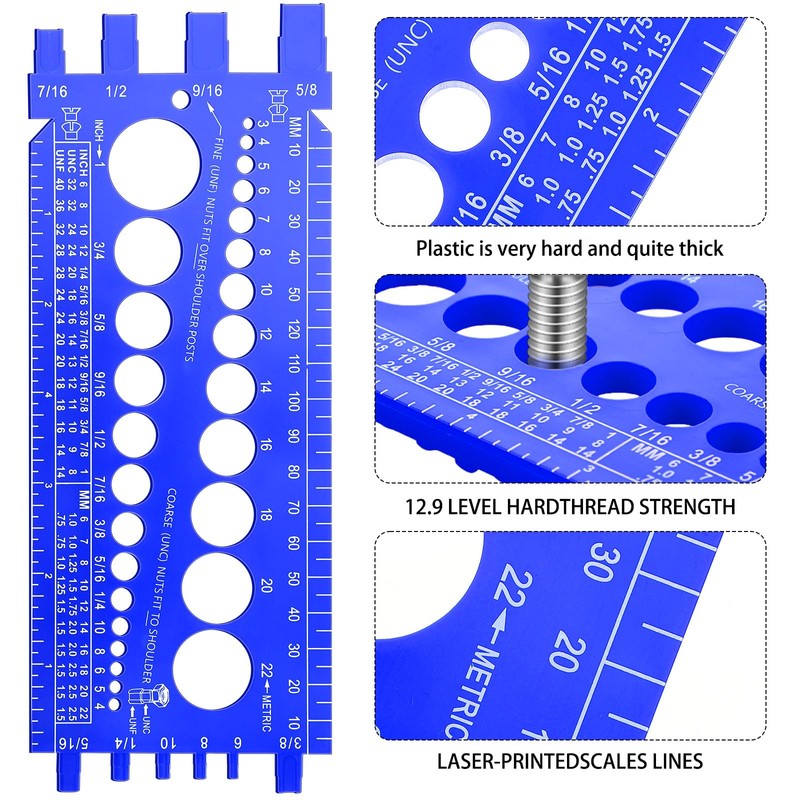 Hoteam 2 Pieces Nut Bolt Thread Gauge Checker Plastic Bolt