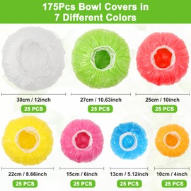 175Pcs 7 Colors Reusable Elastic Food Covers, Sublaga 7 Sizes Plastic Bowl Covers, Colorful Dish Plate Covers, Alternative to foil, Plastic Wrap, BPA Free