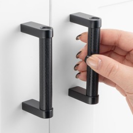 ASKANO Black Cabinet Pulls, 3 Inch Hole Centers, Knurled Bar Kitchen Cabinet Handles AP1311 | Pack of 10, Solid Hardware for Kitchen Door Drawer Dresser Bathroom Vanity Cupboard Furniture, 3"