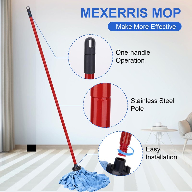 BeiLan Microfiber Mop Cloth Heads Replacements: One Mop Handle with