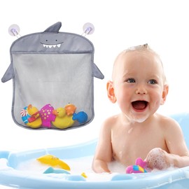 LICHUANUK Bath Toy Net, Bath Toy Storage, with Suction Cup Hook, for Storing Toys or Other Useful Items, Grey