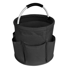 Multifunctional Foldable Basket Portable Picnic Basket Beach Bath Wash Gardening Tool Bag Handy Caddy Camping Car Home Bathroom Supplies Storage Carry Organizer (Black)