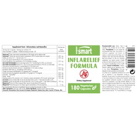 Supersmart - InflaRelief Formula - with Tumeric Curcumin, Bioperine, Quercetin & Bromelain | Non-GMO & Gluten Free - 180 Vegetarian Capsules