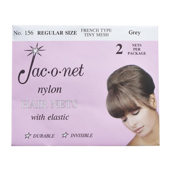 Jac-O-Net French Type, Tiny Mesh Hair Net-Regular Size, GREY, 2 Net Per Pack [Pack of 12]