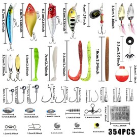 FOLANDO 354 PCS Fishing Tackle Kit with Lures, Hooks, Swivels, Weights & Bass Accessories for Freshwater/Saltwater Anglers