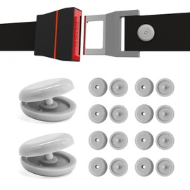 Sylvil 10 Sets Seat Belt Button Stop, Plastic Seat Belt Stop Clips Prevent Buckle from Sliding Down, No Welding Required Snap-On Seatbelt Stopper Kit, Universal Car Accessories (Gray)